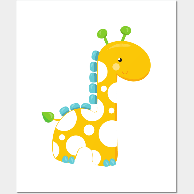 Cute Giraffe, Baby Giraffe, Yellow Giraffe, Animal Wall Art by Jelena Dunčević